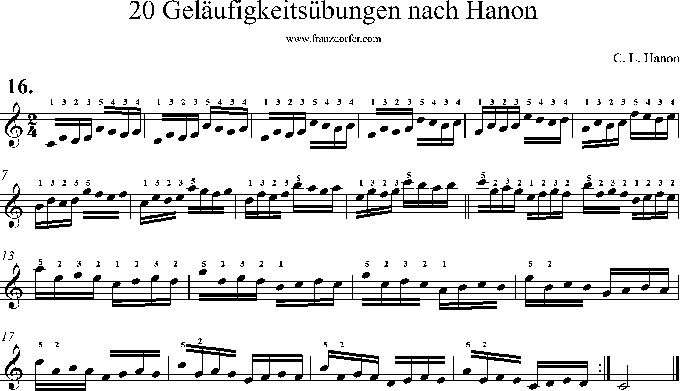 Akkordeonnoten, Hanon geläufigkeitsübungen, Nr-16